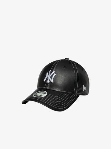 NEW ERA cappello donna 9forty new york yankees mlb topstitch ecopelle nero