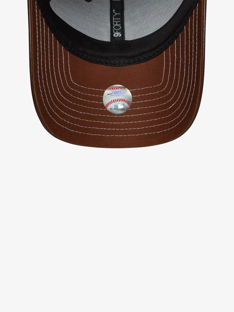 NEW ERA cappello donna 9forty new york yankees mlb topstitch ecopelle marrone