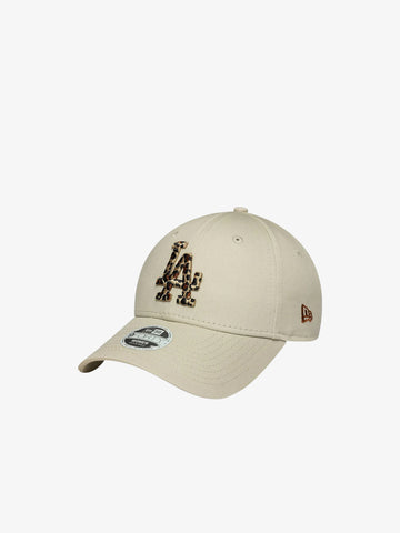 NEW ERA cappello donna 9forty la dodgers mlb leopard infill cotone beige
