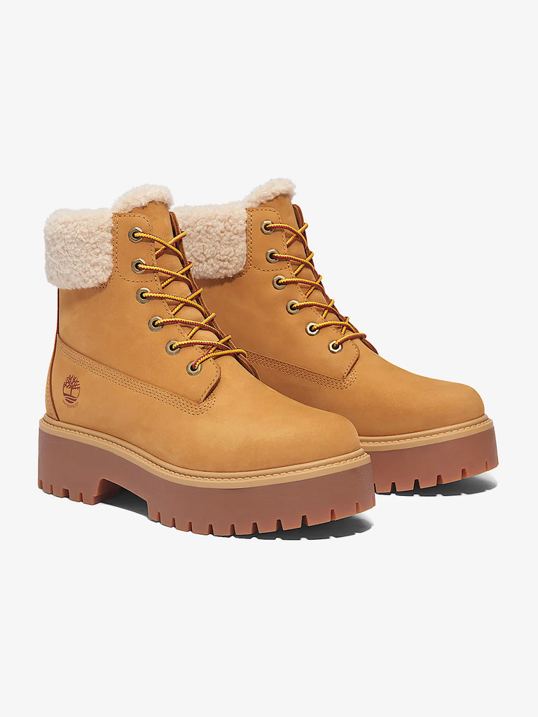 TIMBERLAND stivaletti donna impermeabile foderato con plateau stone street pelle beige