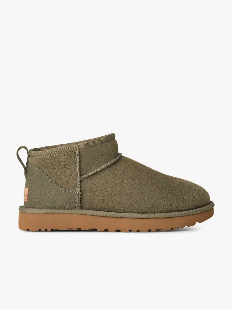 UGG stivaletti donna classic ultra mini moss green pelle