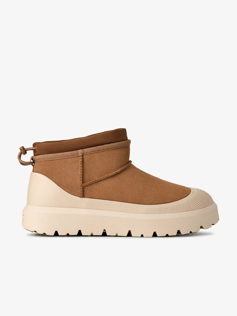 UGG stivaletti uomo classic ultra mini weather hybrid chestnut pelle