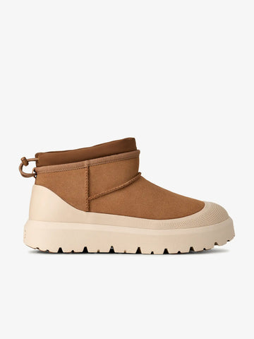 UGG stivaletti uomo classic ultra mini weather hybrid chestnut pelle