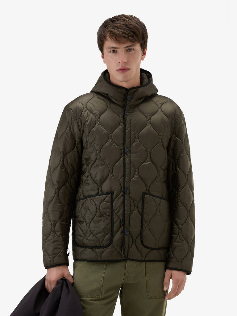 WOOLRICH Giubbotto 3 in 1 in nylon elasticizzato con giacca trapuntata removibile uomo nero
