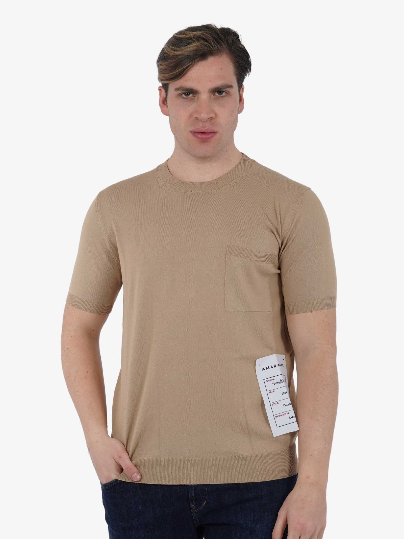 AMARANTO Maglia B9B0021 uomo cotone beige