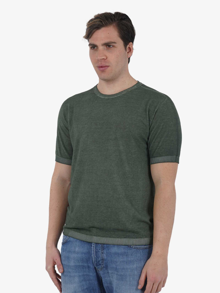 AROVESCIO T-shirt paricollo MM F15 S24M3100/2 uomo cotone militare
