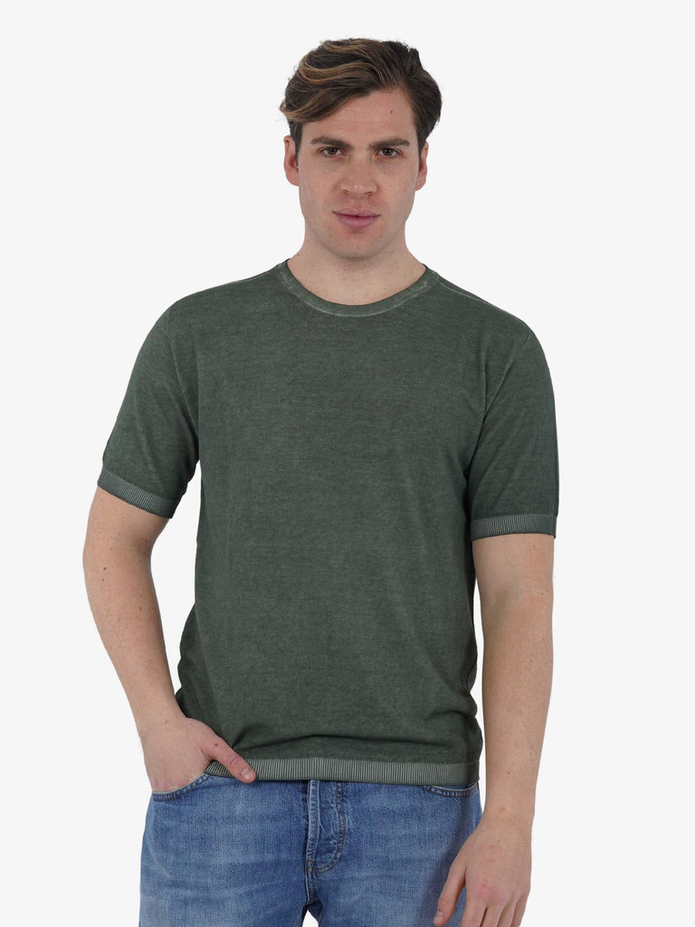 AROVESCIO T-shirt paricollo MM F15 S24M3100/2 uomo cotone militare