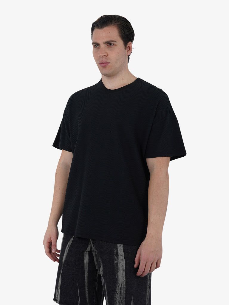 C93 T-shirt effetto onda 6067C483 uomo cotone nero