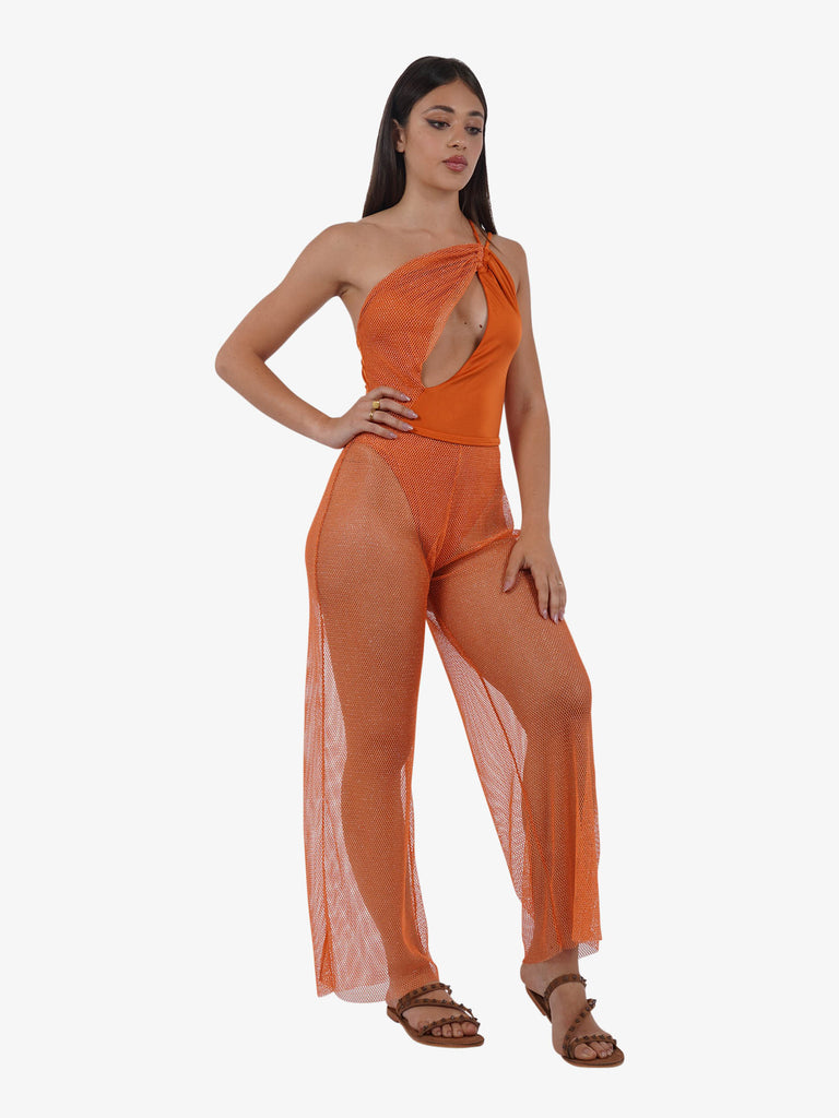COTAZUR Copricostume pantalone micro rete CTZ02066 donna arancione