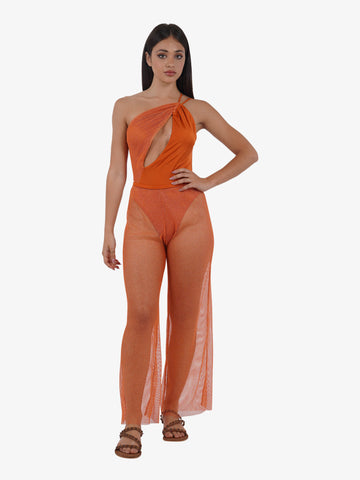 COTAZUR Copricostume pantalone micro rete CTZ02066 donna arancione