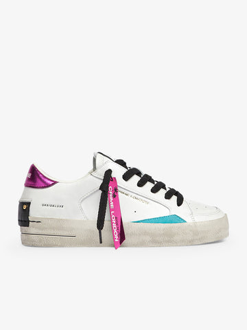 CRIME LONDON Sneakers SK8 Deluxe 28106AA6 donna pelle bianco