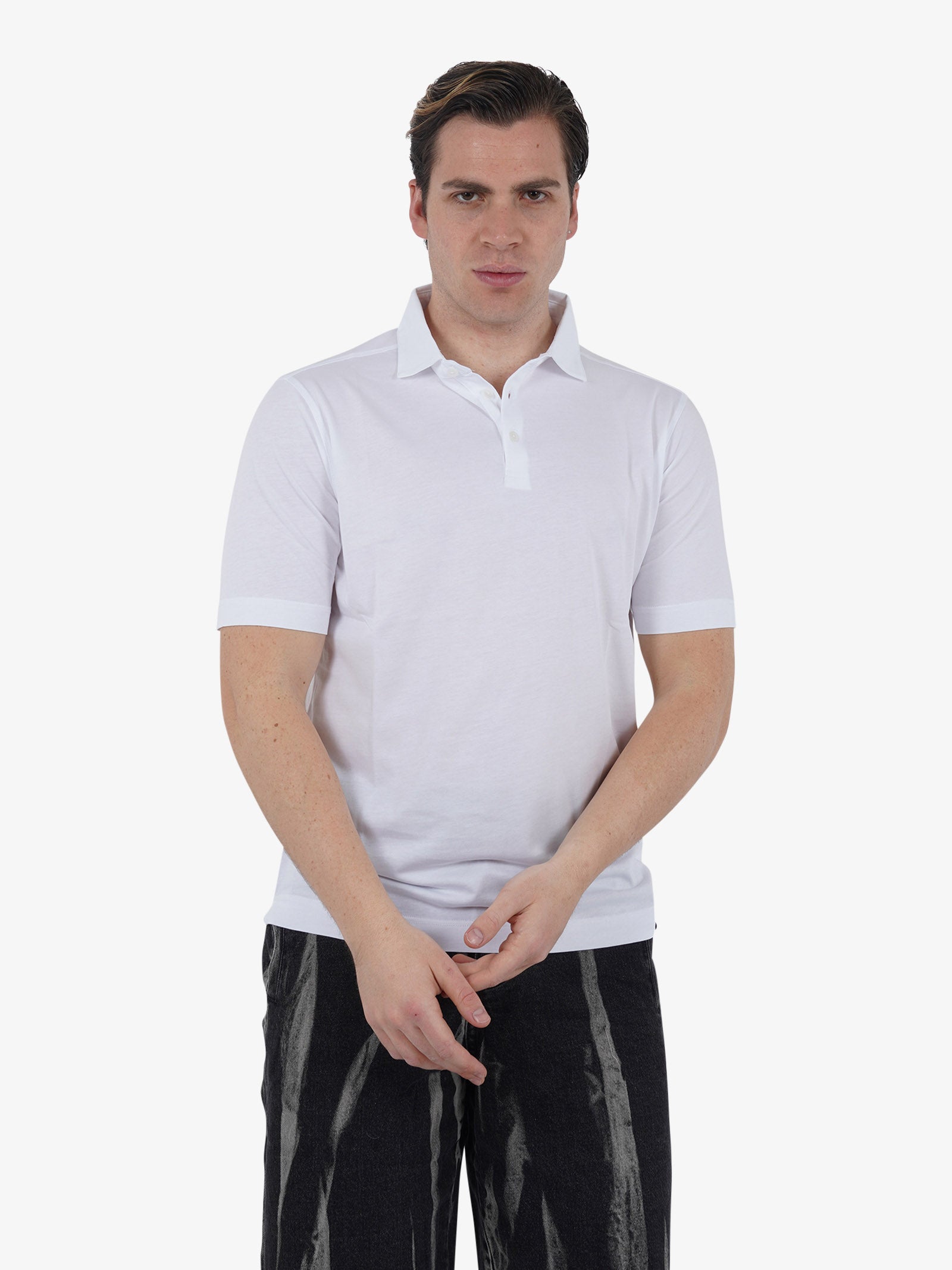 DIKTAT Polo SUPIMA DK67102 uomo cotone bianco