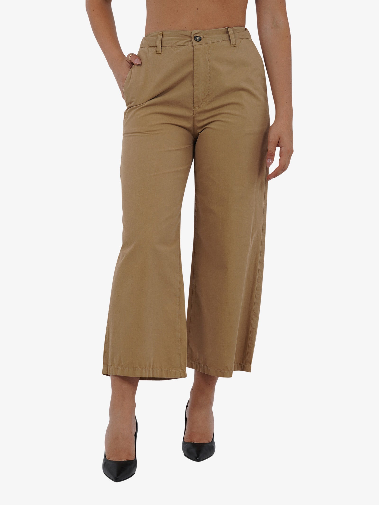 DIXIE Pantalone a vita alta P142J175 donna cotone beige