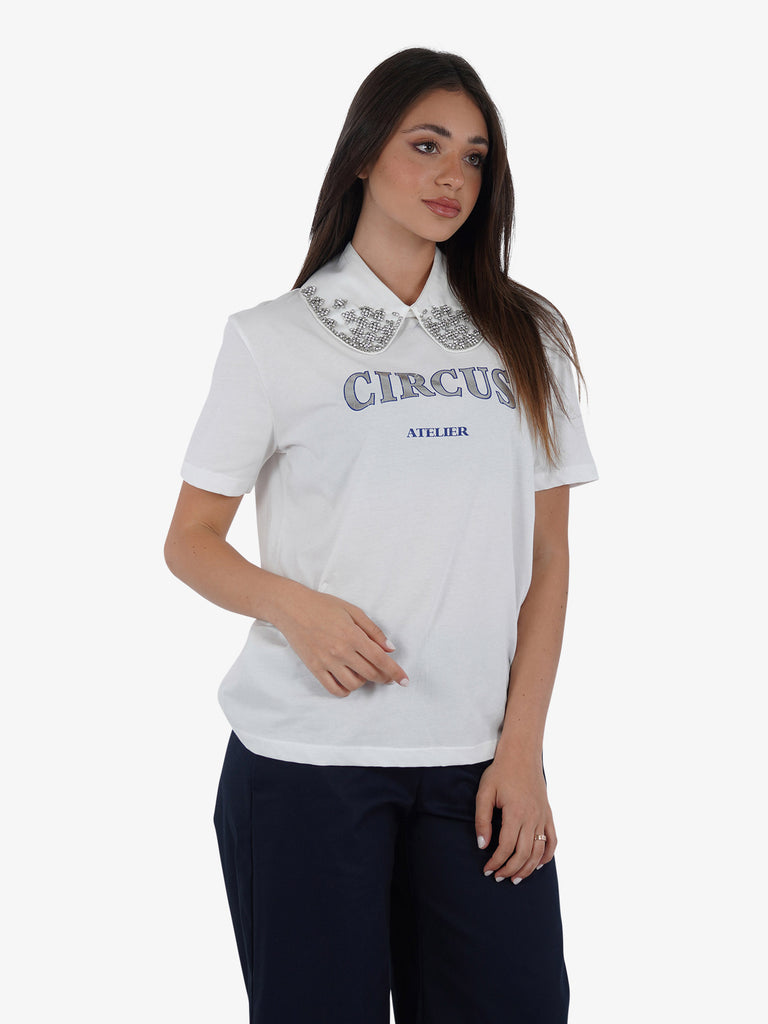 DIXIE T-shirt con colletto T698J124 donna cotone bianco