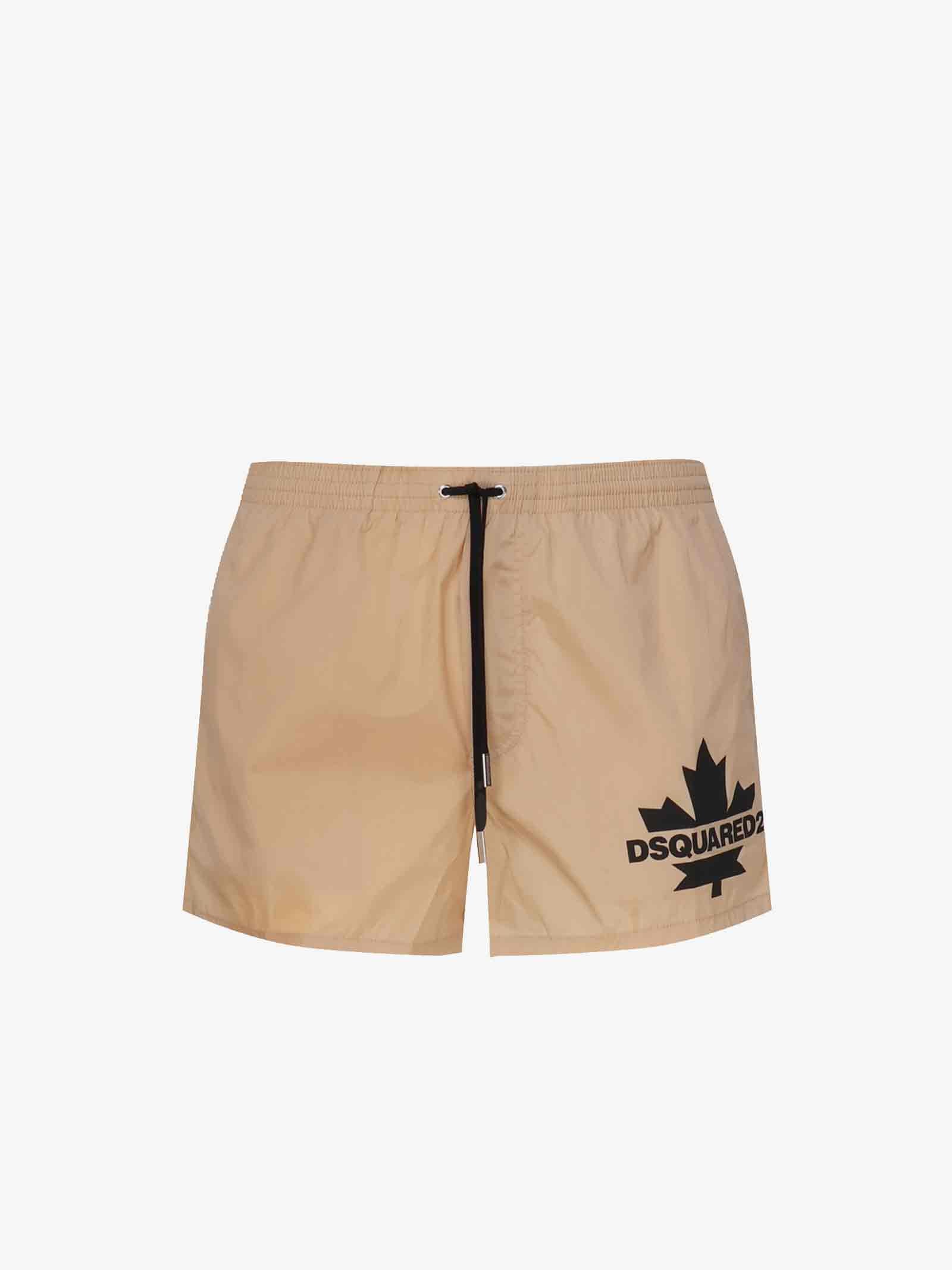 DSQUARED2 Costume da bagno LEAF boxer midi D7B5F5600 uomo beige