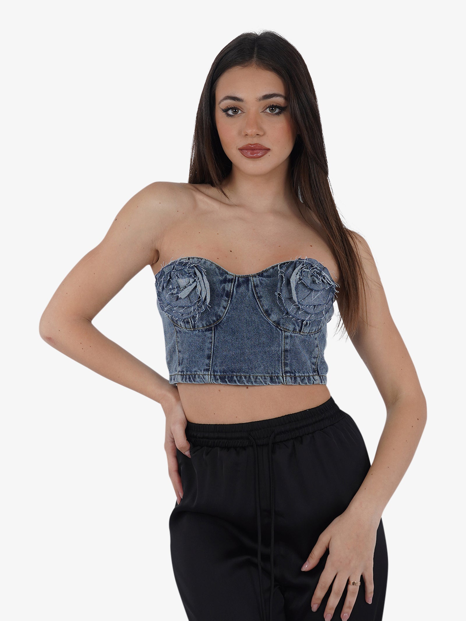 GLAMOROUS Top AN4711 donna cotone denim