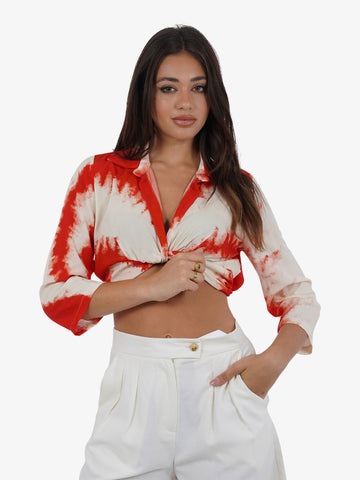 HAVE ONE Camicia in mussola CMA-L171 donna cotone rosso