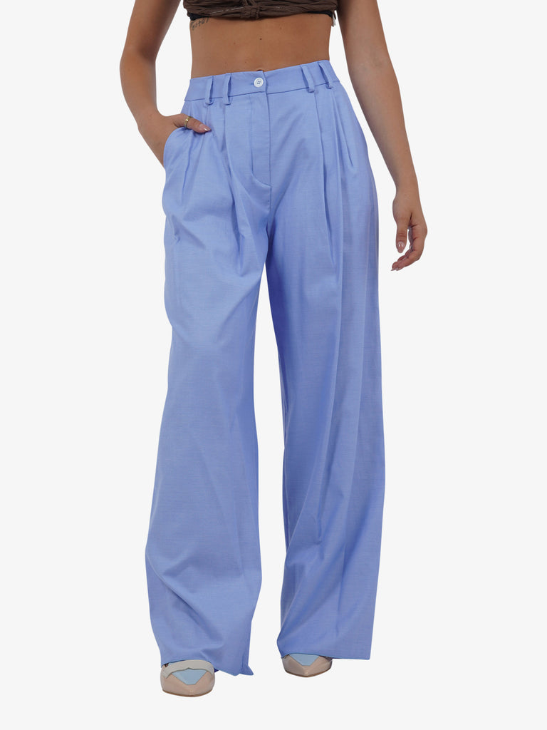 HAVE ONE Pantalone ampio con pince PVS-L226 donna azzurro