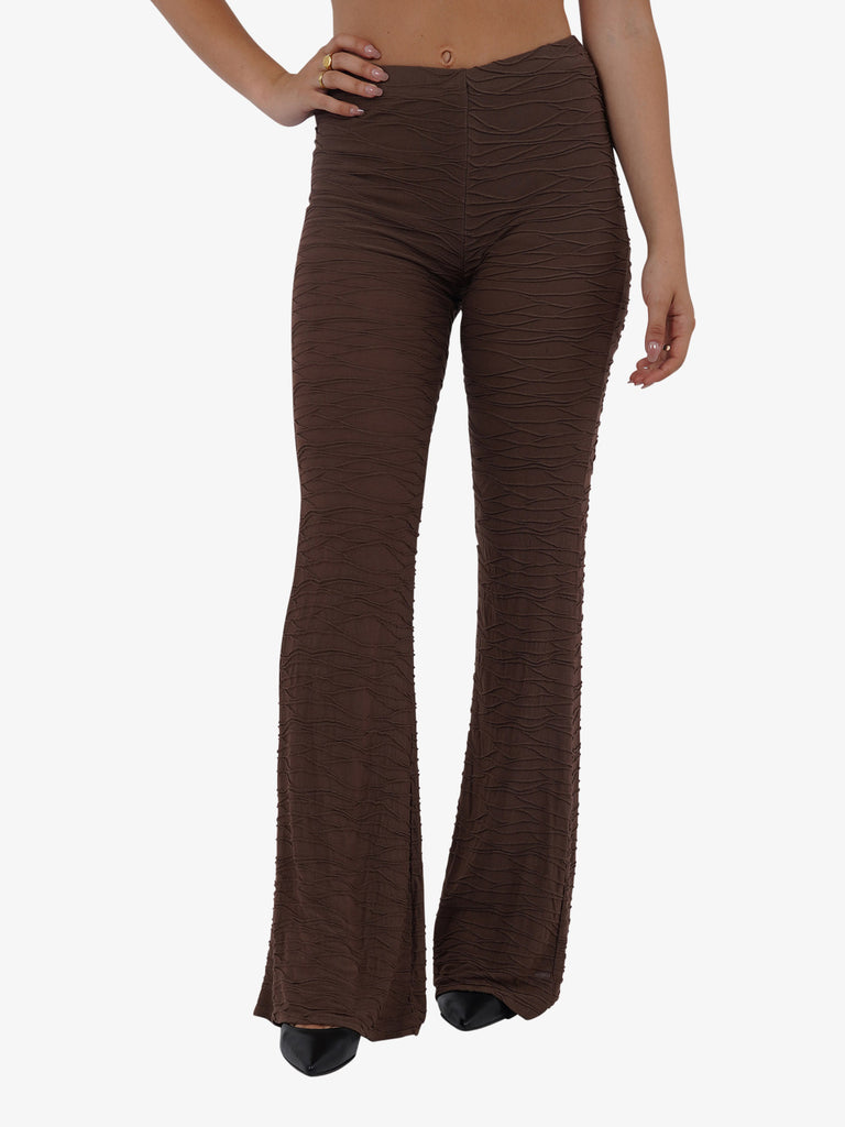 HAVE ONE Pantalone flare con arricciatura PVS-L390 donna viscosa marrone
