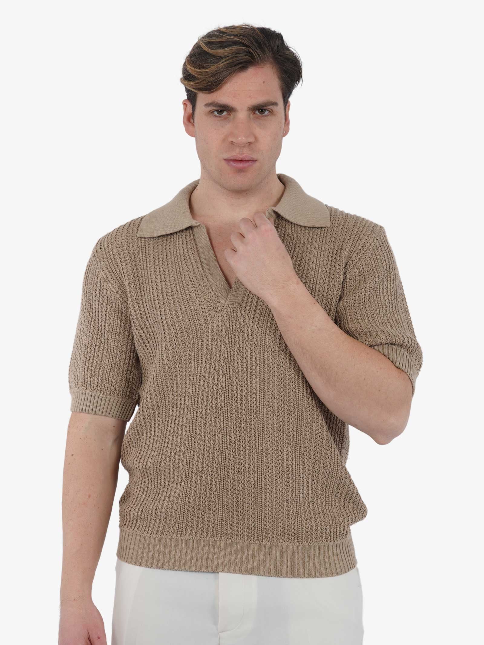 I'M BRIAN Polo mezza manica in filo MA2805 uomo cotone beige