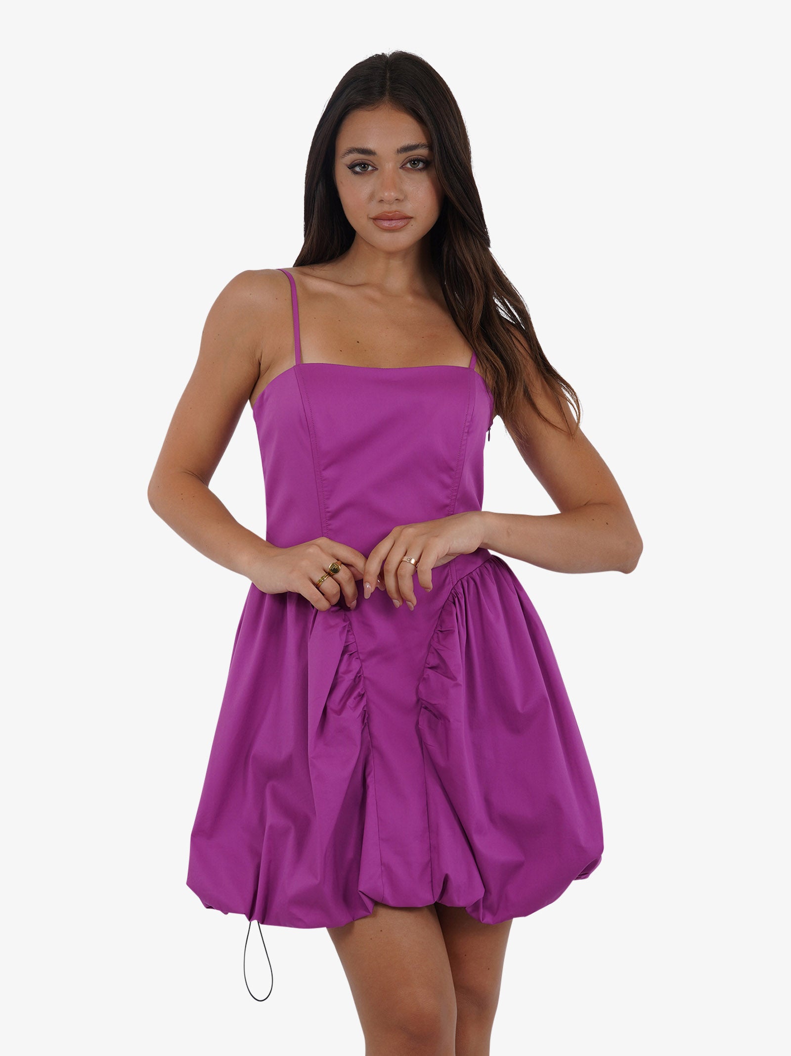 JIJIL Abito midi con arricciatura AB117 donna cotone fucsia