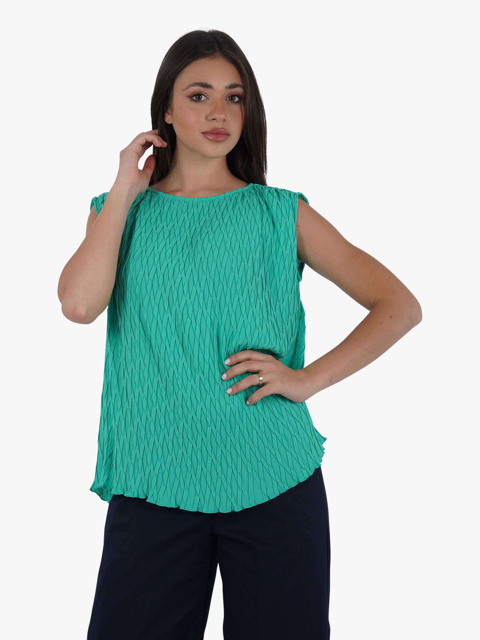 JIJIL Blusa con disegno geometrico BL247 donna verde