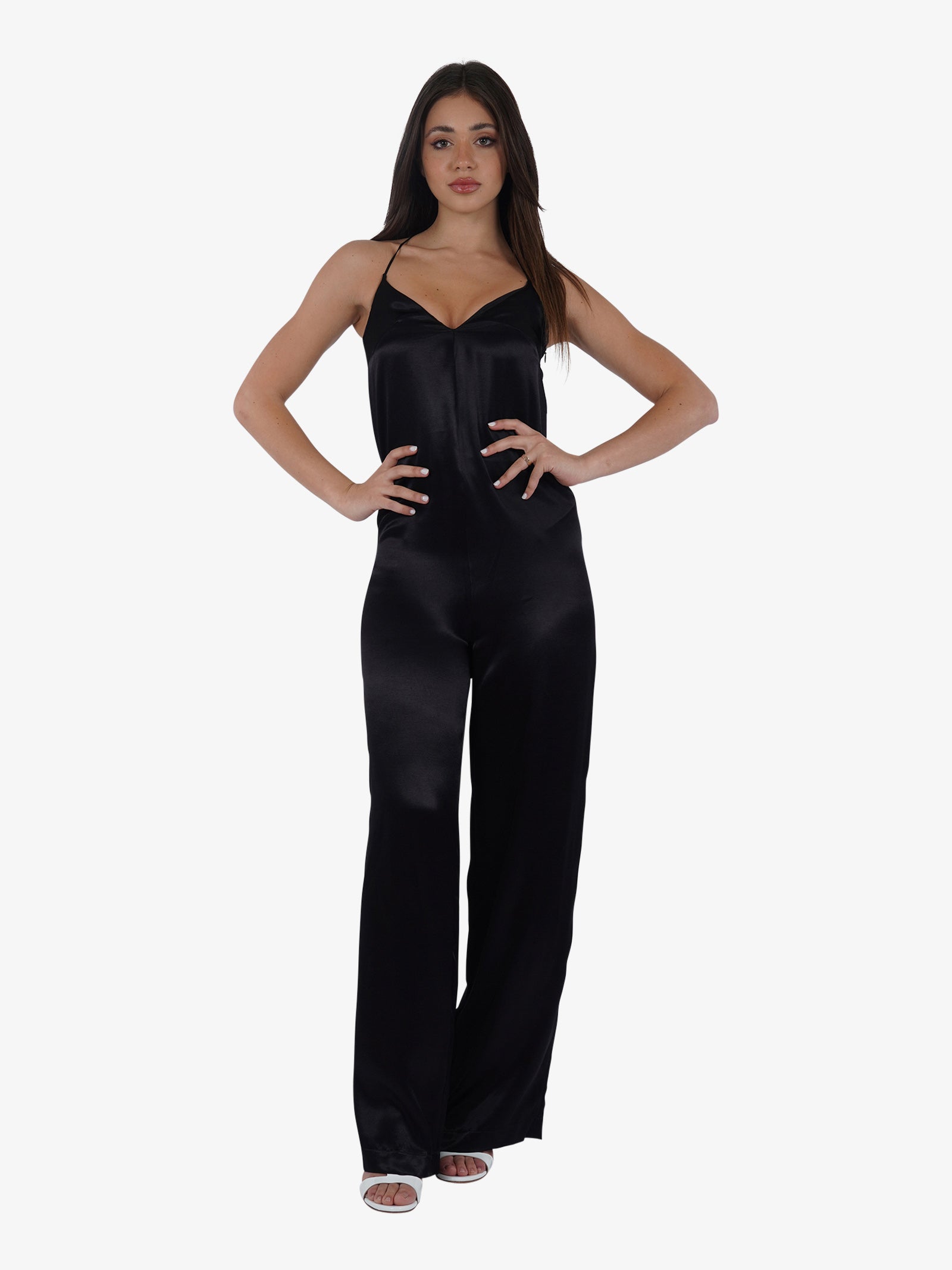 JIJIL Jumpsuit con trasparenze TU017 donna viscosa nero