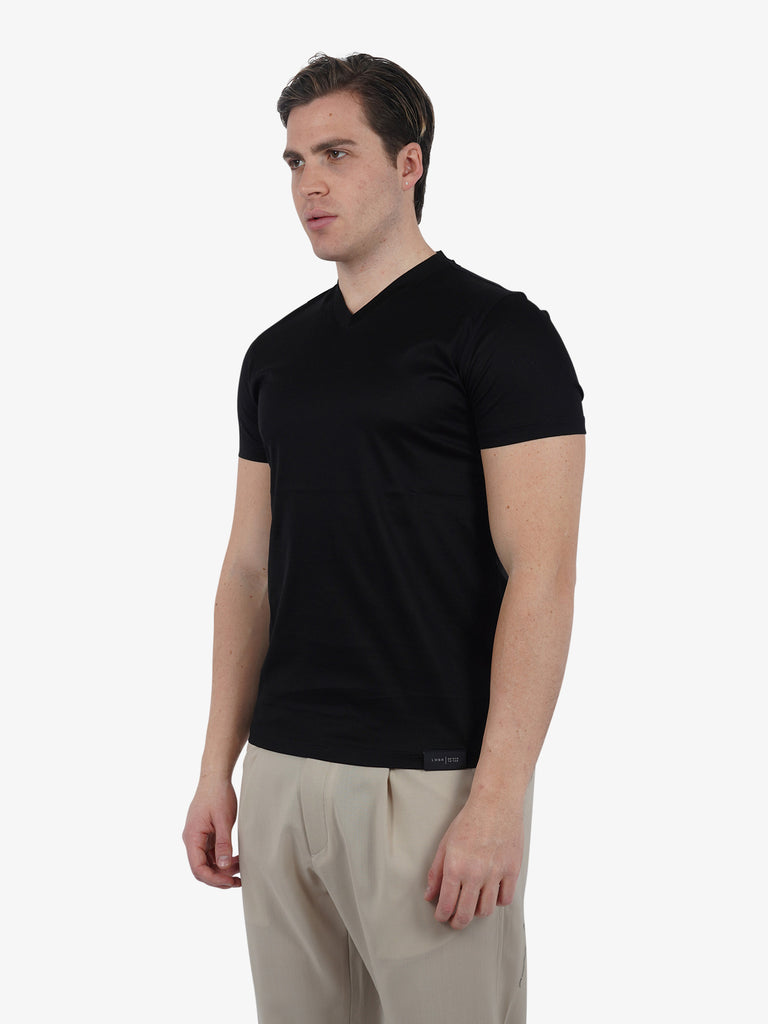 LOW BRAND T-shirt B210 V NECK filo di scozia L1TSS246508 uomo cotone nero