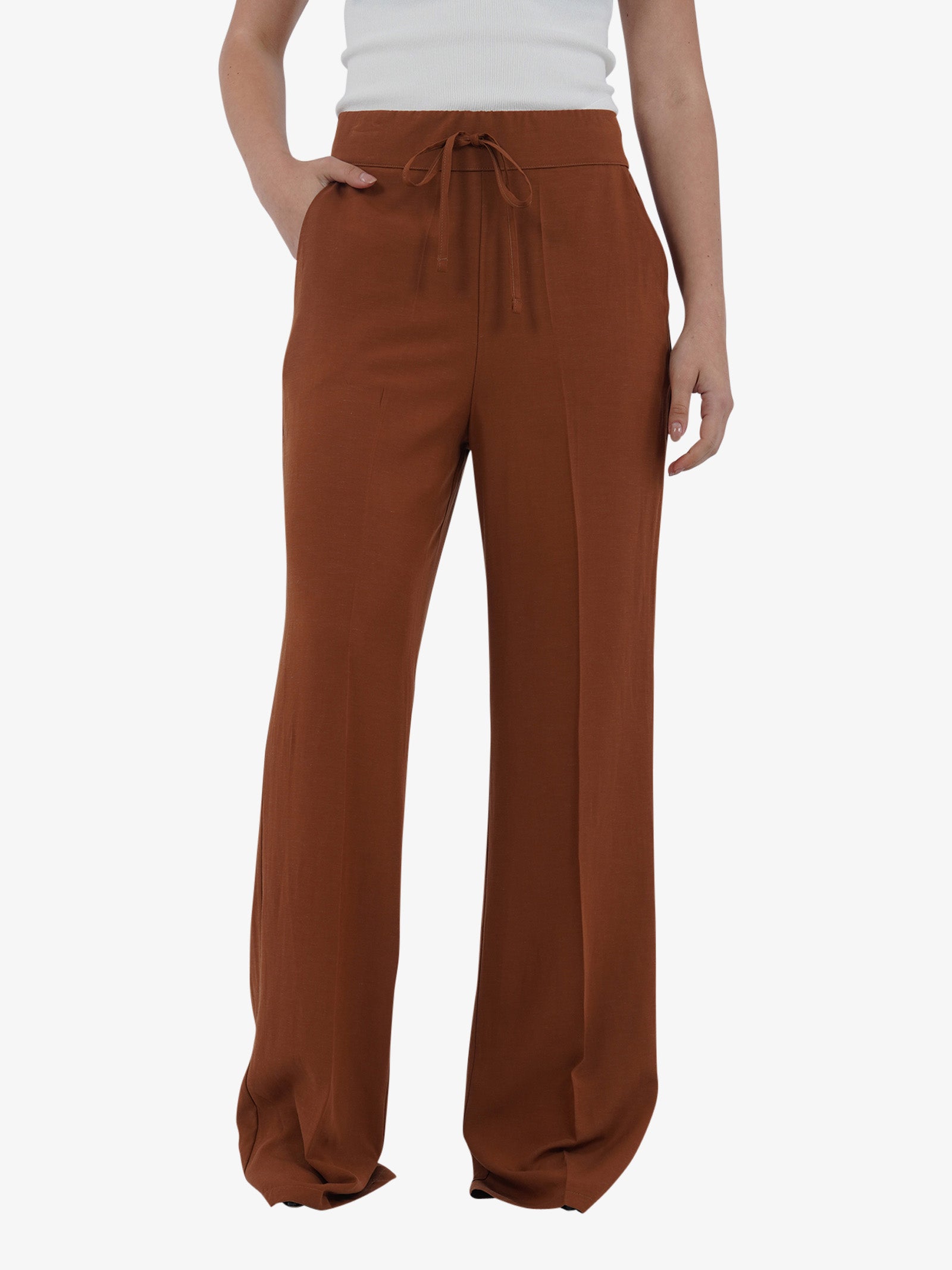 MARIUCCIA Pantalone a palazzo MMD3241 donna viscosa marrone