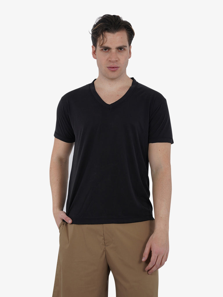 MARSEM T-shirt scollo a V EMA-VIS9 uomo modal nero