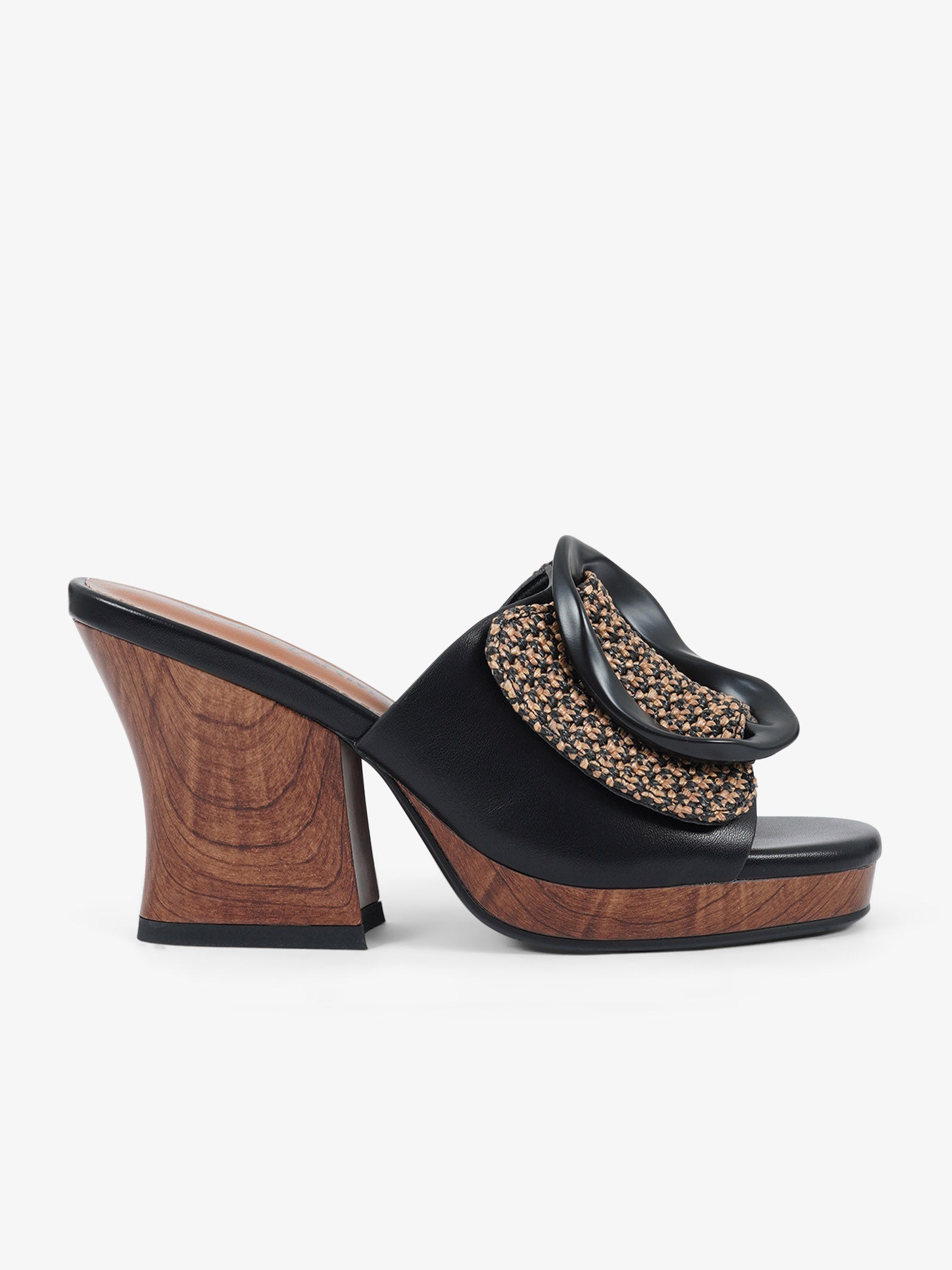 NOA HARMON Sandali con tacco Terra 9660 donna rafia nero