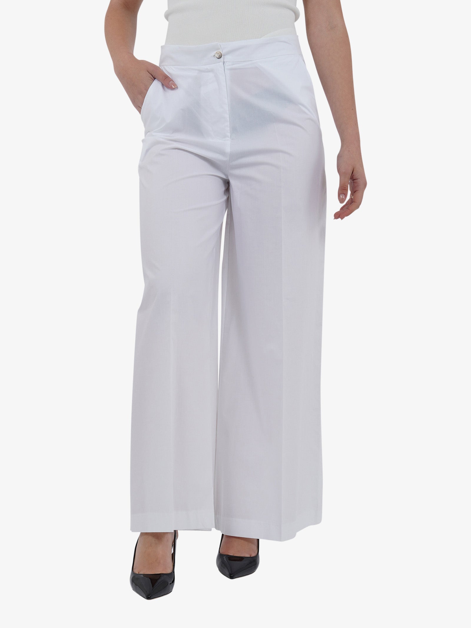 NORA BARTH Pantalone a palazzo 24133/P-107 donna cotone bianco