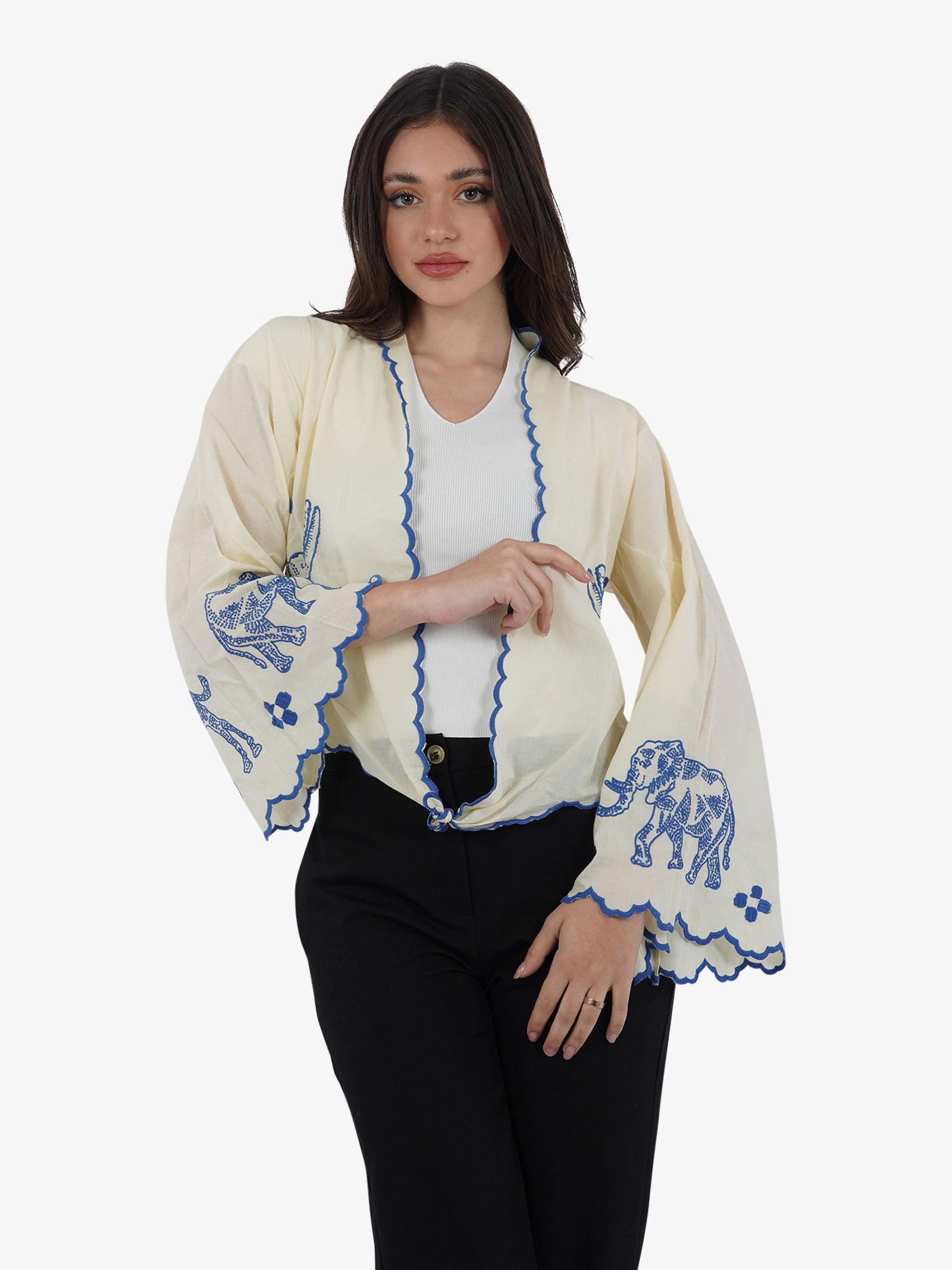 OTTOD'AME Camicia con stampa ATM_DC4907 donna cotone panna