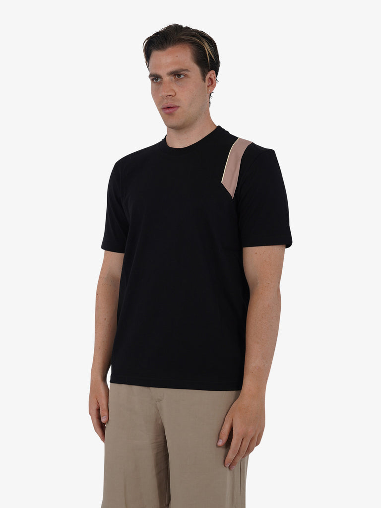 PRET A PORTER T-shirt con stampa sulla spalla M9M2699 uomo cotone nero