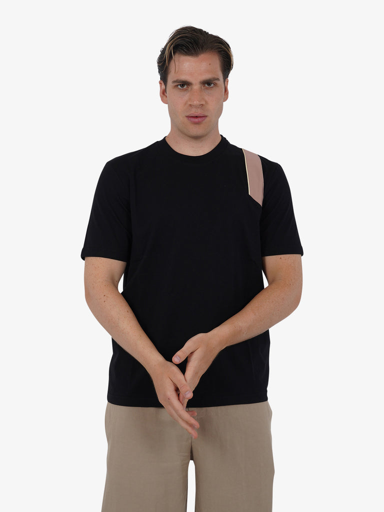 PRET A PORTER T-shirt con stampa sulla spalla M9M2699 uomo cotone nero