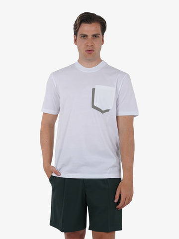 PRET A PORTER T-shirt con tasca bicolore M9M2744 uomo cotone bianco