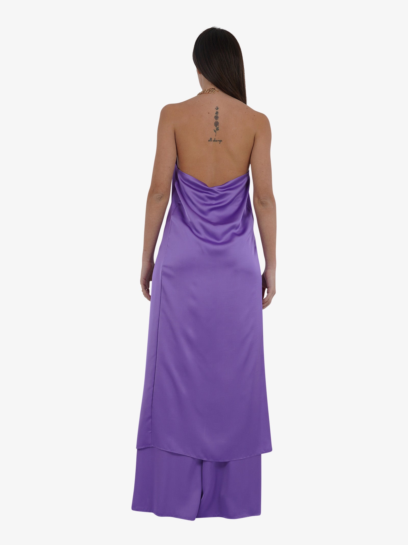 SPACE SIMONA CORSELLINI Purple women's satin fluid dress
