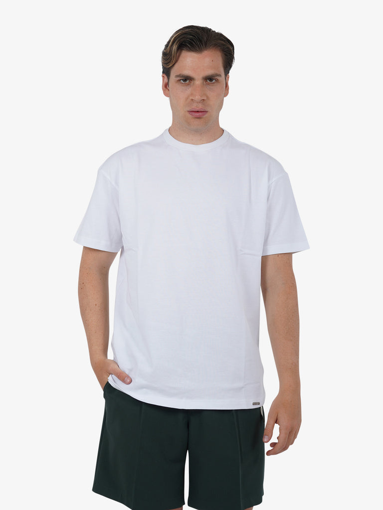STATE OF ORDER T-shirt con etichetta logo SO1TSS240004 uomo cotone bianco