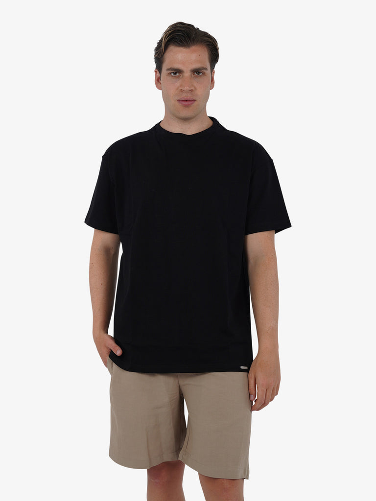 STATE OF ORDER T-shirt con etichetta logo SO1TSS240004 uomo cotone nero