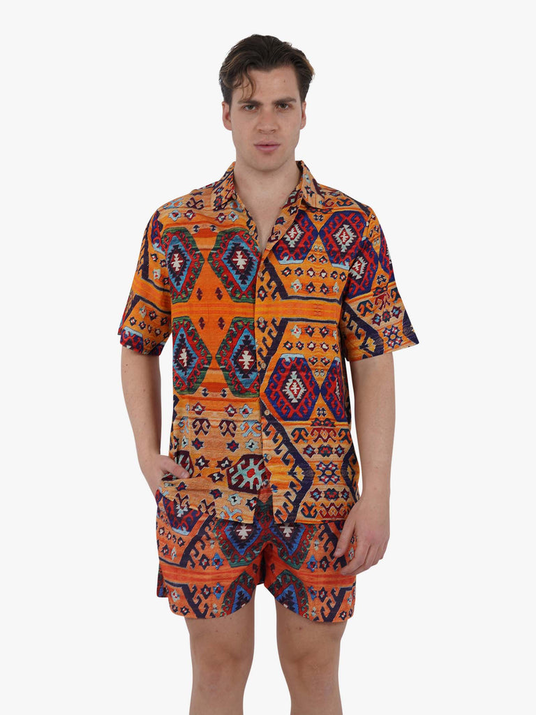 TOOCO Camicia bowling a maniche corte BWL BEIRUT uomo arancione