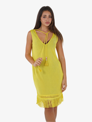 TWINSET Copricostume con trecce e frange 241LM2GDD donna giallo