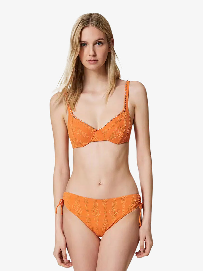 TWINSET Costume da bagno bikini con ferretto con disegno imprimé e ricamo241LMMV55 donna arancione