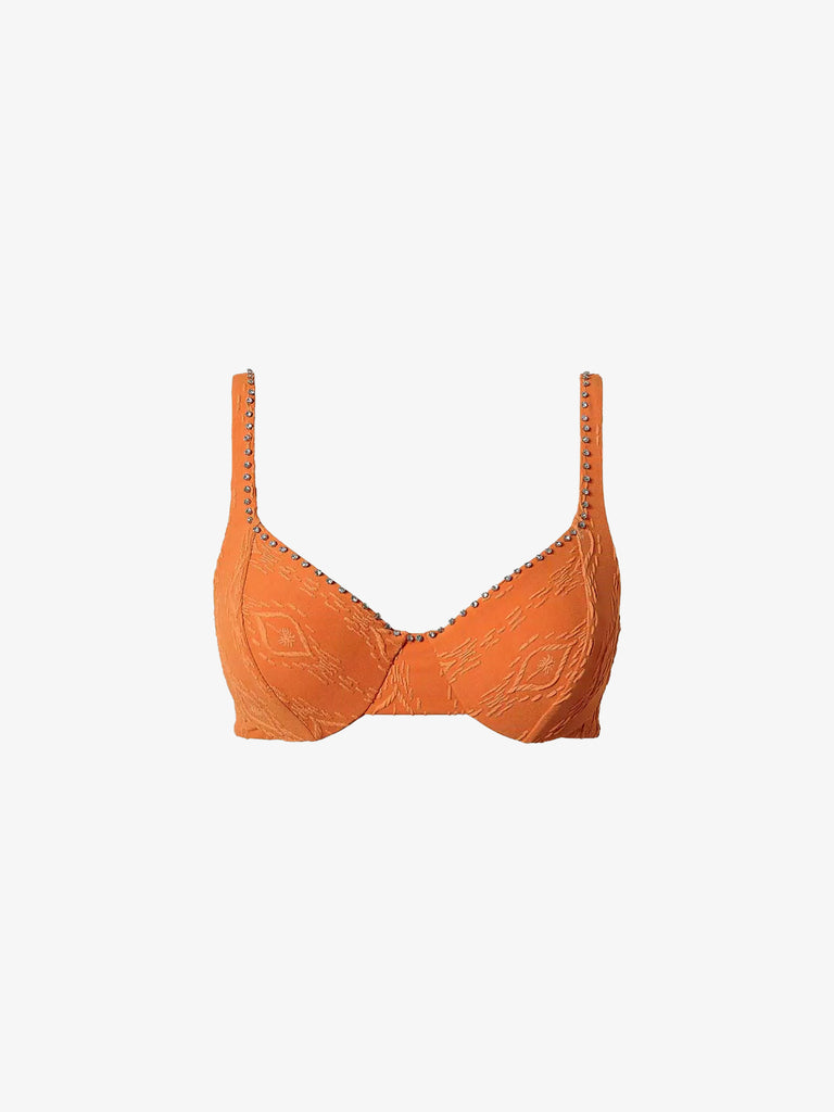 TWINSET Costume da bagno bikini con ferretto con disegno imprimé e ricamo241LMMV55 donna arancione