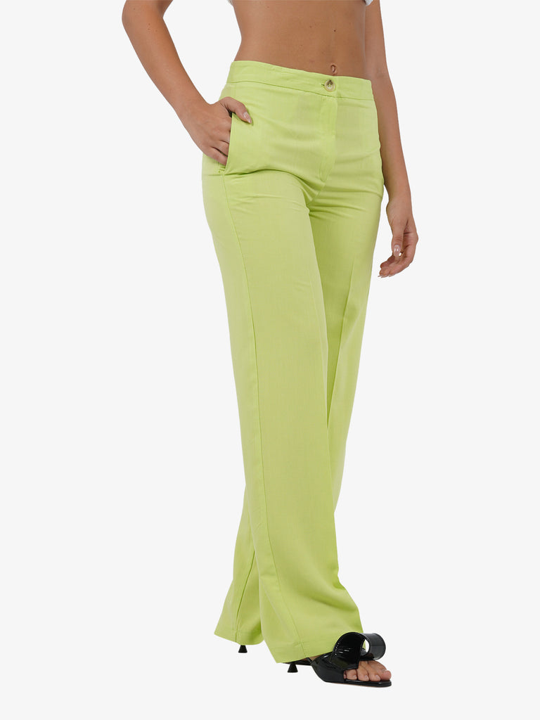 VICOLO Pantalone a palazzo TB1562 donna viscosa verde