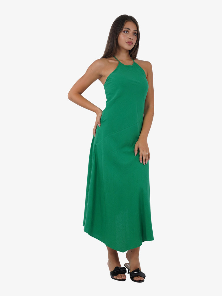 VICOLO Abito lungo all'americana TB2973 donna viscosa verde