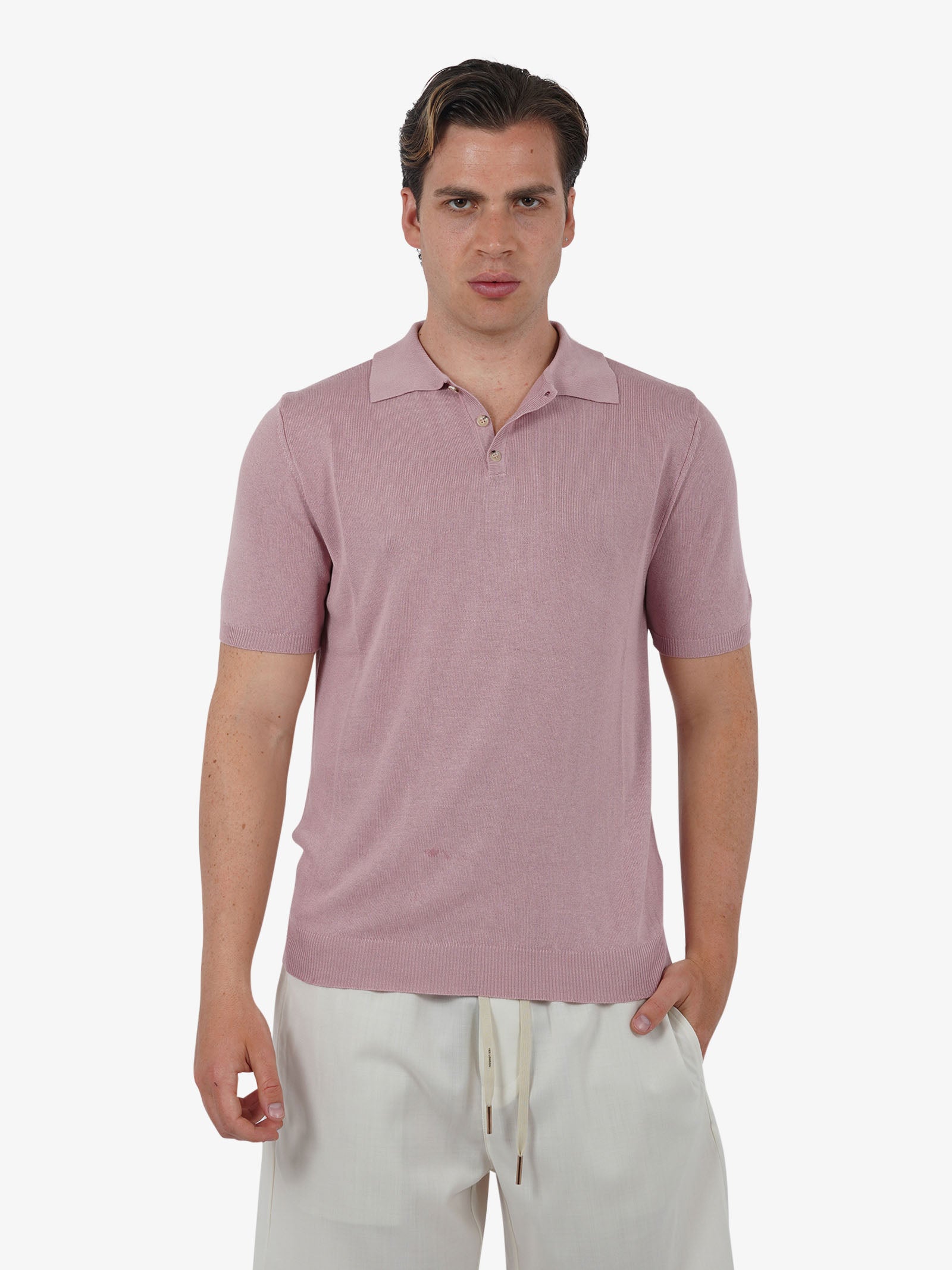 WHITE OVER Polo a 3 bottoni PO/001 uomo viscosa rosa