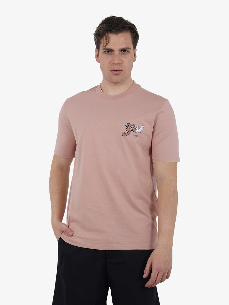 YES LONDON T-shirt girocollo con stampa XM4102 uomo cotone rosa