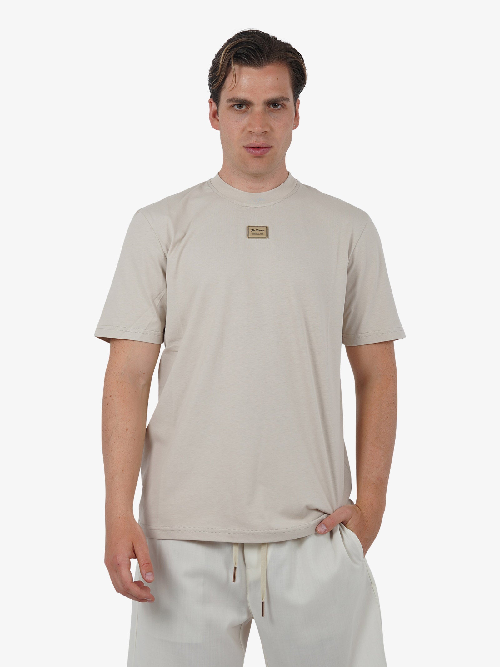 YES LONDON T-shirt XM4116 uomo cotone beige