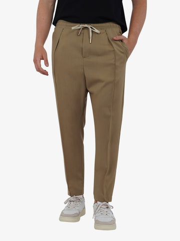 YES LONDON Pantalone con elastico XP3229 uomo lana beige