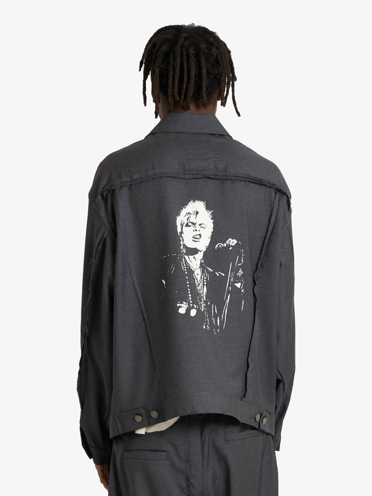 A DAMN THING giubbotto boxy a taglio vivo uomo grigio lana